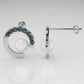 14k Push Back Earrings with 2 PEARL 6.5mm and 16 BLUE TOPAZ 2mm, "Cut Split"