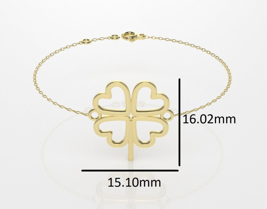 14k Bracelet perfect for any time with 4 hearts