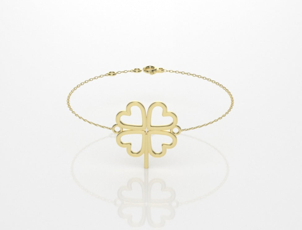 14k Bracelet perfect for any time with 4 hearts