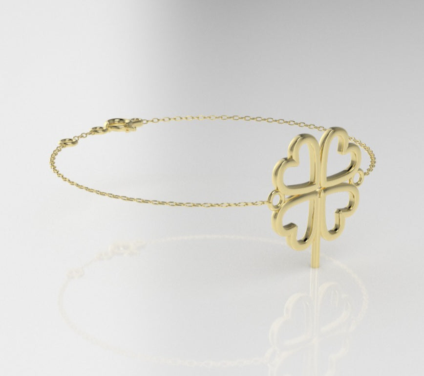 14k Bracelet perfect for any time with 4 hearts