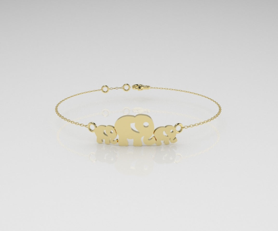 14k Bracelet, Elephant Style