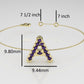 14k Bracelet with 12 AMETHYST 1.3mm each, initial "A"