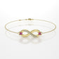 14K Bracelet with 9 MOISSANITE and 2 RUBY, infinity style