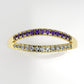 14K yellow gold band Ring with 13 MOISSANITE 1mm VS1 each and 13 AMETHYST 1mm each, "cut split"