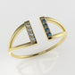 Gold Ring with 4 MOISSANITE VS1 and 4 BLUE TOPAZ, band