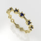 14K yellow gold Ring with 6 BLUE SAPPHIRE 2.00mm, setting prong, stone round