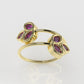 14K Ring with 6 MARQUISE STONE, color TOURMALINE PINK, "stt bezel", "6 petals"