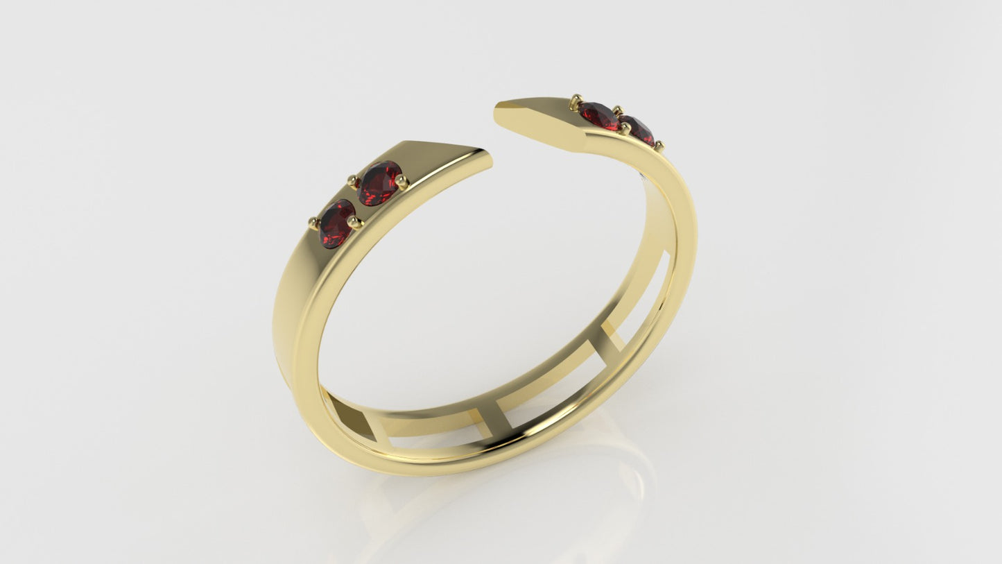 14K Engagement band Ring with 2 RUBY 4mm, stt 2 prong