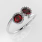 14K band Ring with 2 RUBY 4mm, stt bezel with Filigree