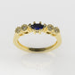 14K Gold Band Ring with 4 DIAMOND 1.3mm VS1 and 1 MARQUISE SAPPHIRE, "stt bezel and prong" "Filigree"