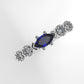 14K Gold Band Ring with 4 DIAMOND 1.3mm VS1 and 1 MARQUISE SAPPHIRE, "stt bezel and prong" "Filigree"