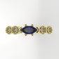 14K Gold Band Ring with 4 DIAMOND 1.3mm VS1 and 1 MARQUISE SAPPHIRE, "stt bezel and prong" "Filigree"