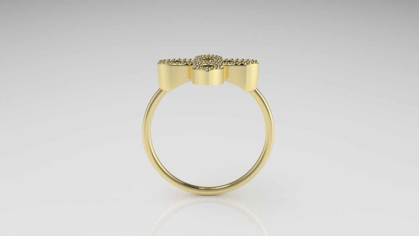 14K gold Ring with 4 MARQUISE SAPPHIRE, stt bezel with Filigree