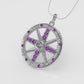 14K Pendant with 1 DIAMOND VS1 and 20 AMETHYST, Only Pendant