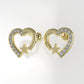 Push Back Gold Earrings with 20 DIAMONDS VS1, "Hearts and Stars" "Stt: Prongs"