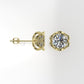 Gold Earrings with 2 MOISSANITE 6.5mm VS1 each , "Flower Style" "Stt Prong"