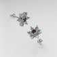 14k Push Back Earrings with 12  DIAMONDS 2mm VS1 each and 2 RUBY 3mm each, " Stt: Prongs"