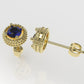 Gold Earrings with 2 SAPPHIRE 4.00mm each, "Stt: Prong" "FILIGREE" "Stones Round"