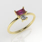 14K Engagement Ring with 1 TOURMALINE and 1 DIAMOND VS1, Setting Prong