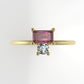 14K Engagement Ring with 1 TOURMALINE and 1 DIAMOND VS1, Setting Prong