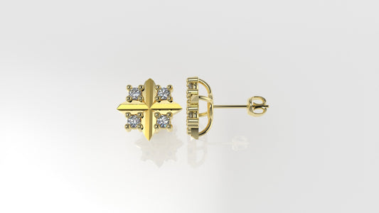 14k Earrings with 8 DIAMONDS VS1, it is for daily use, "CROSS" "Prongs"