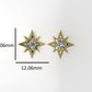 14k Push Back Earrings with 2 DIAMONDS 6.5mm VS1 each, "star" "stt: 4 prongs"