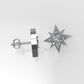 14k Push Back Earrings with 2 DIAMONDS 6.5mm VS1 each, "star" "stt: 4 prongs"