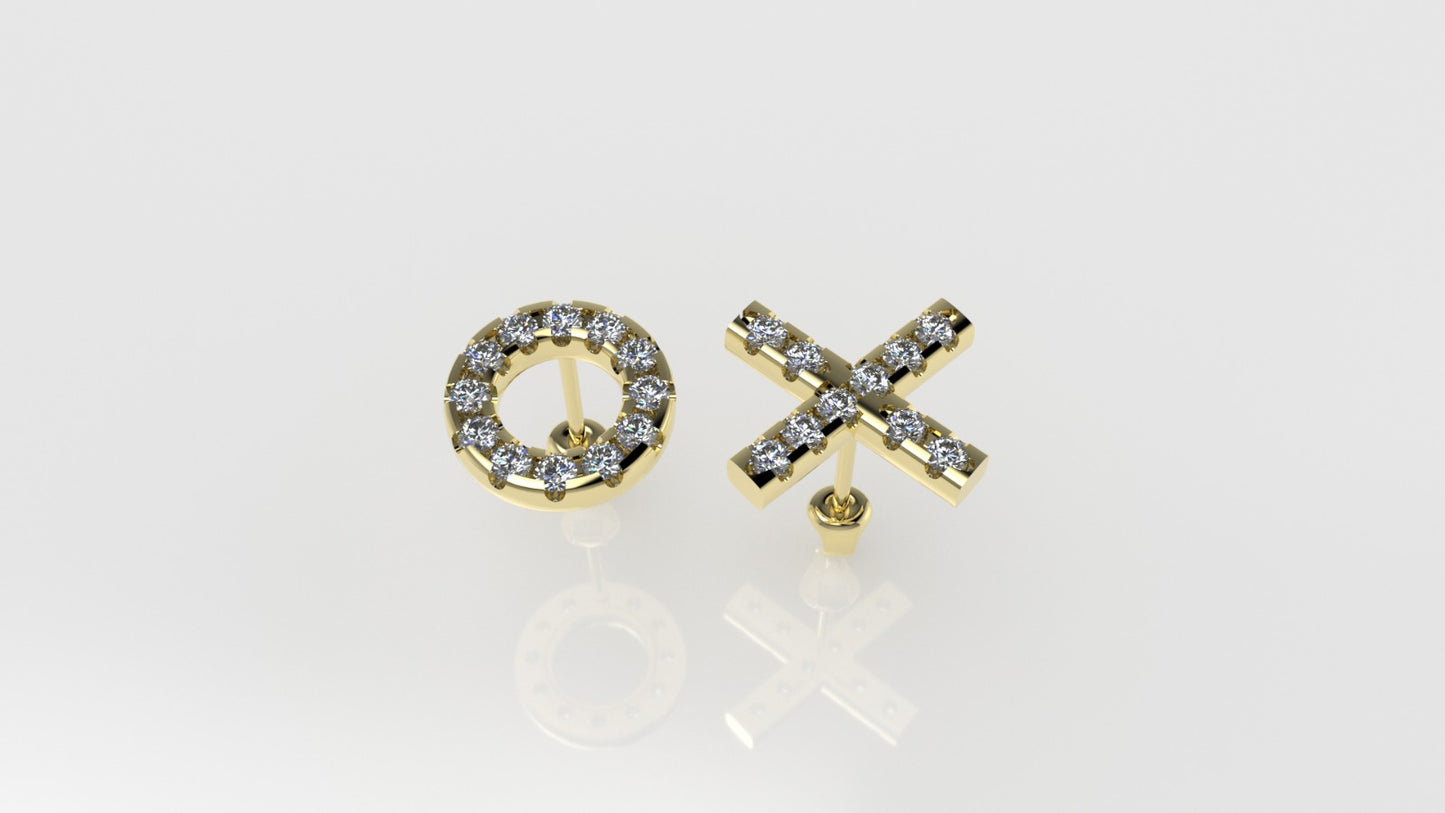 14k Earrings with 22 DIAMONDS VS1 each, "Style XO" "STT: Split"