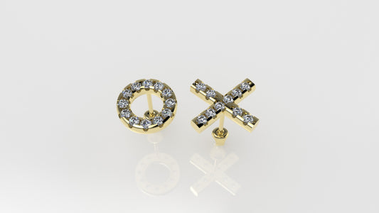 14K Earrings with 22 DIAMONDS VS1 each, "Style XO" "STT: Split"