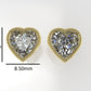 14k Gold Earrings with 2 MOISSANITE VS1 each, "HEART SHAPE" "FILIGREE" "STT: BEZEL"