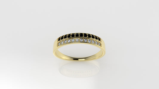 14K Gold Ring with 24 STONES, Cut Chanel, Stt: Prong