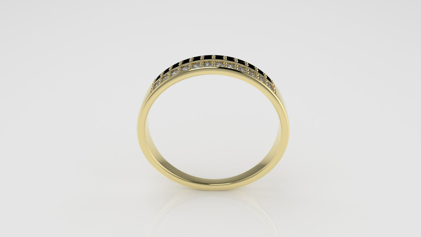 14K Gold Ring with 24 STONES, Cut Chanel, Stt: Prong