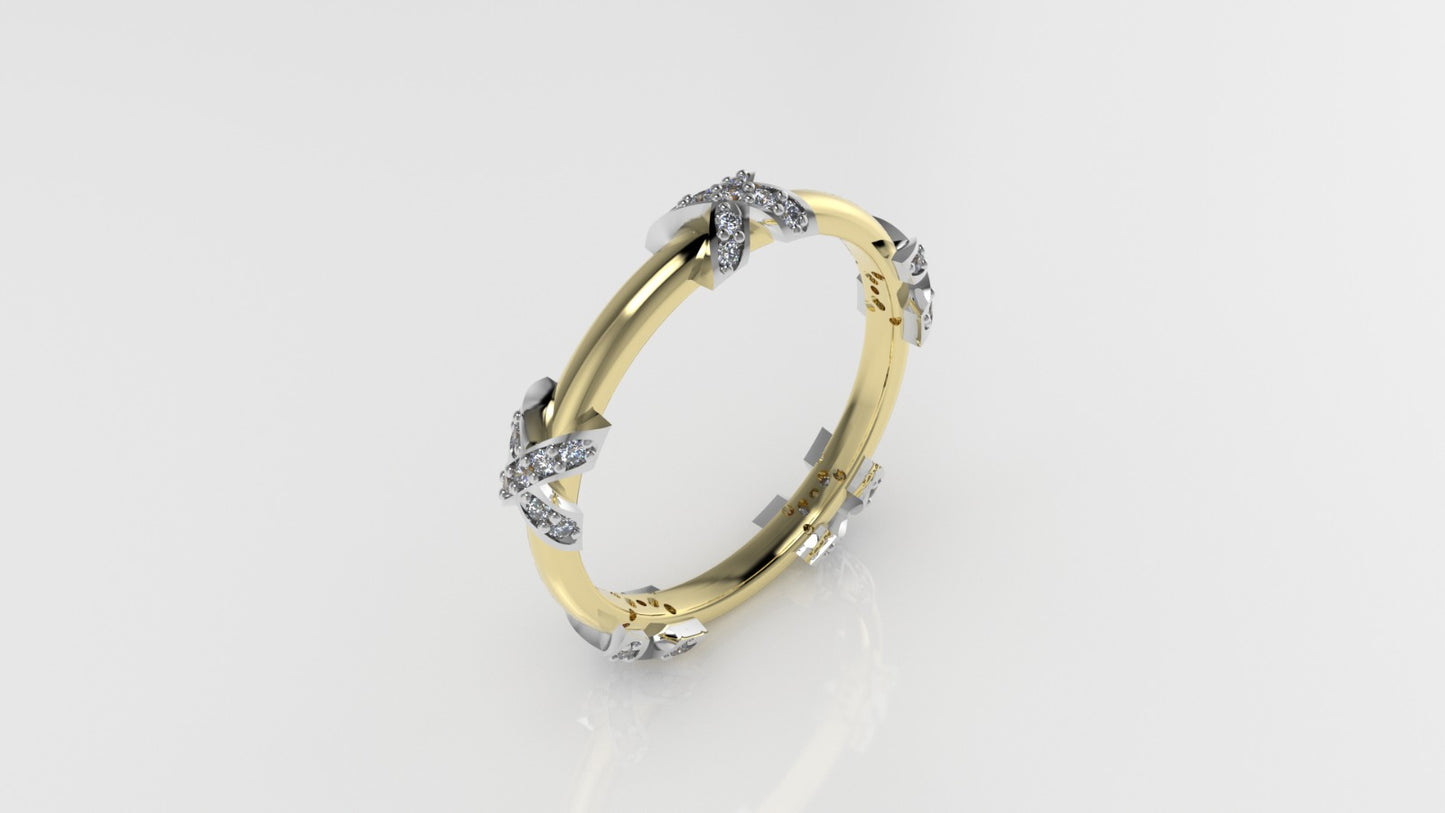 14K Gold Ring with 45 DIAMONDS, "Stt Prong" "Cut Chanel"