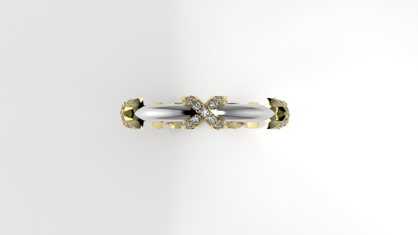 14K Gold Ring with 45 DIAMONDS, "Stt Prong" "Cut Chanel"