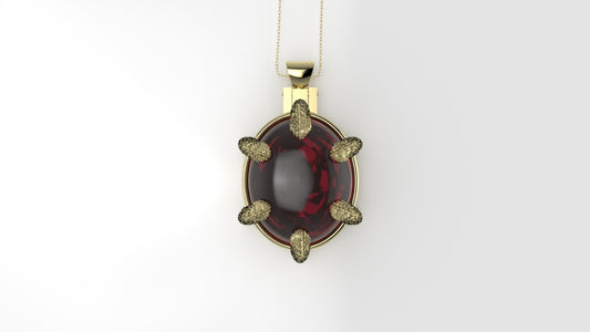 14K Gold Pendant with 1 INDIAN RUBY, "STT: Prong"