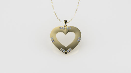 14K Pendant with 12 DIAMONDS VS1, Only Pendant, "STT: Prong" heart style