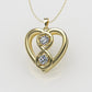 14K Gold Pendant with 2 Diamonds, "STT: Prong" heart style