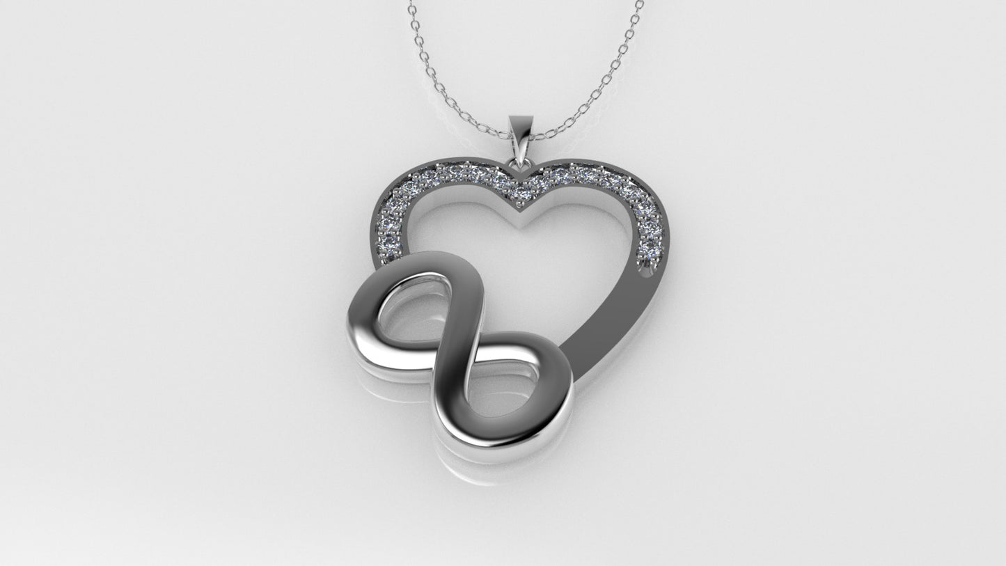 14K Pendant with 17 Diamond, "STT: Prong" heart style "Cut Chanel"