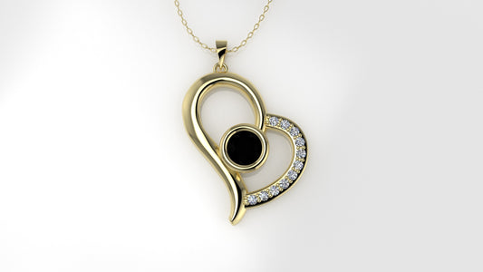 14K Pendant with 12 Diamonds, "STT: Prong and Bezel" heart style