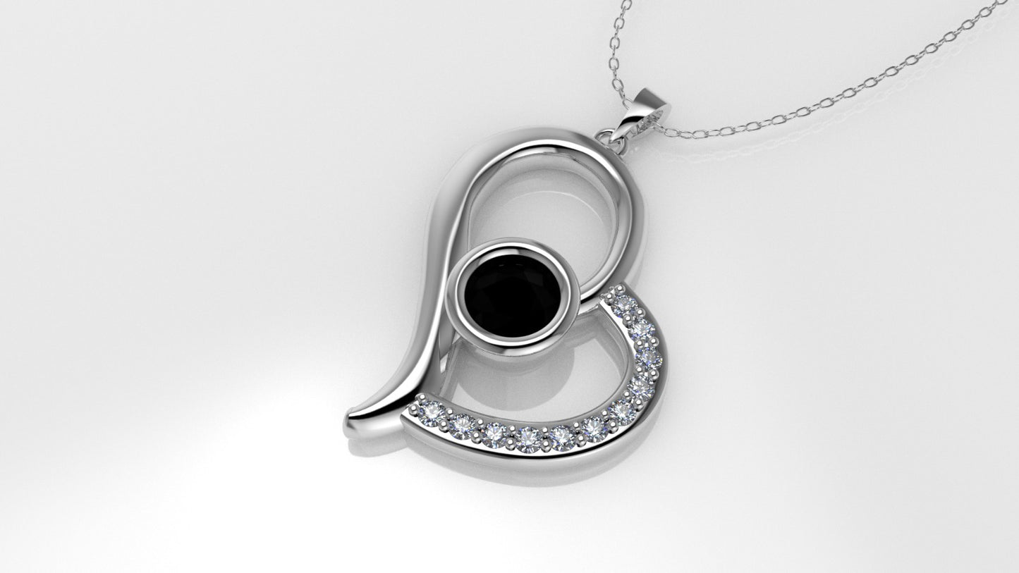 14K Pendant with 12 Diamonds, "STT: Prong and Bezel" heart style