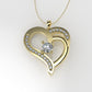 14K Pendant with 21 Diamonds, "STT: Prong" heart style, Cut Chanel