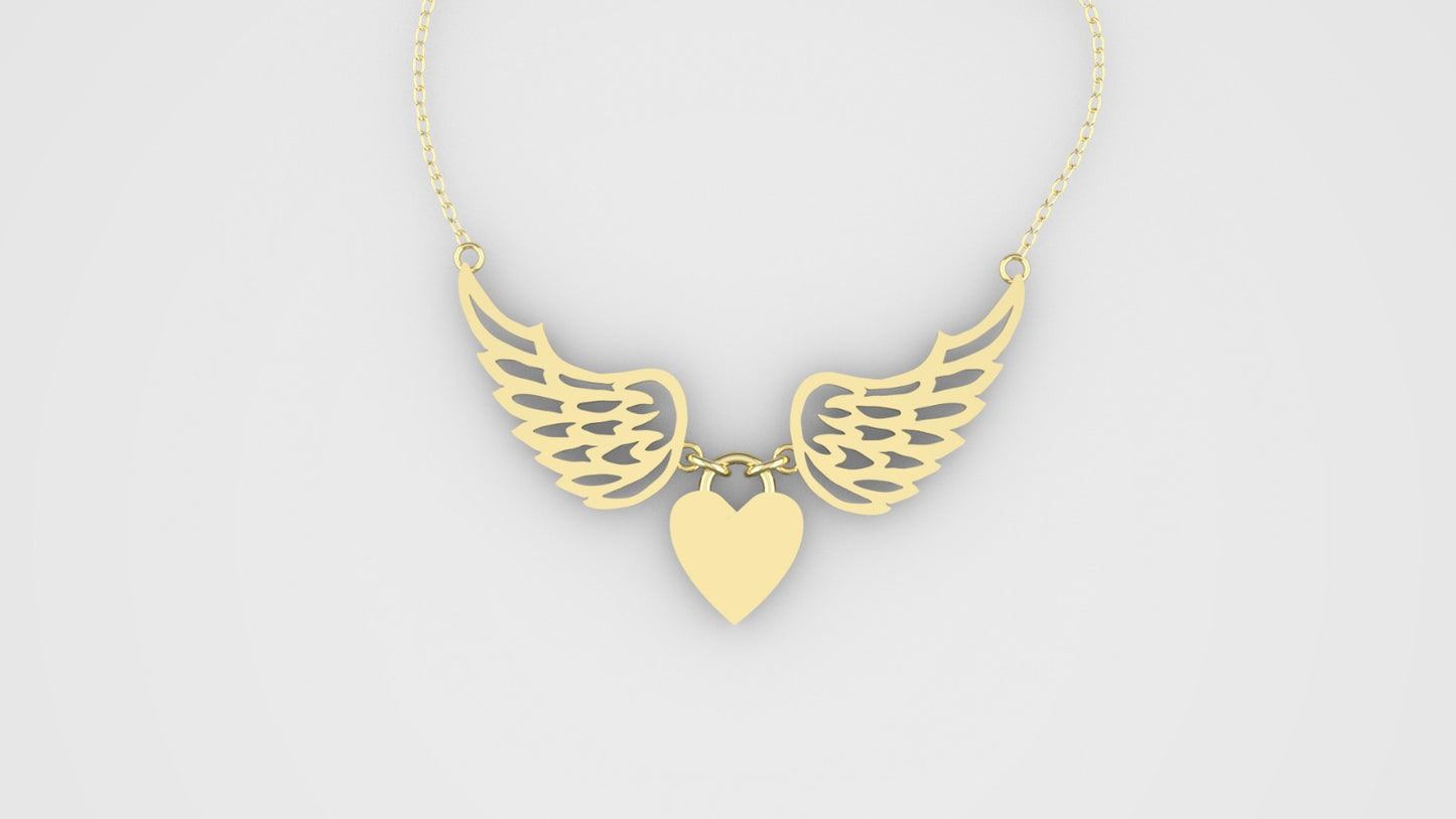 14K Pendant, "Heart Style with Wings"