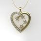 14K Pendant with 18 Diamonds 1.5mm each, "STT: Prong" Heart and Stars Style