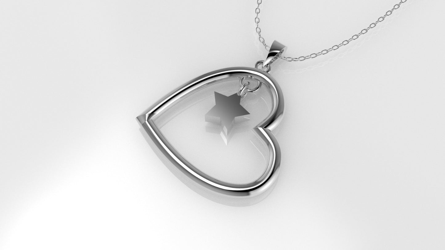 14K Gold Pendant, "Heart and Star Style"