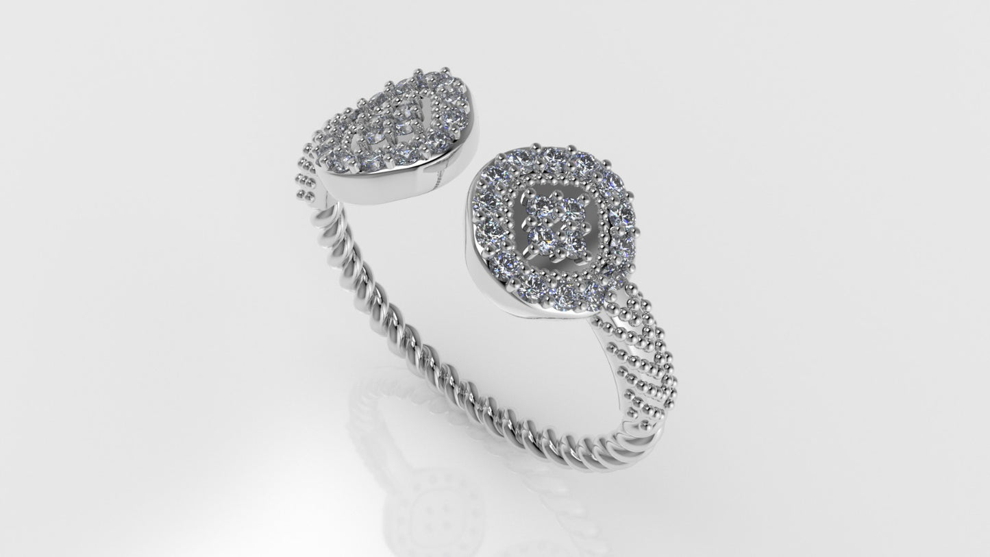 14K Ring with 36 DIAMONDS 1.2mm VS1 each, "FILIGREE", STT PRONG, Rope Style