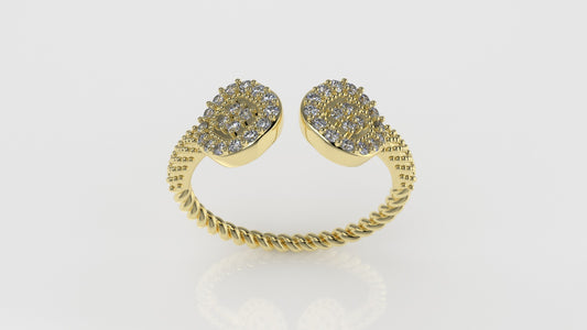 14K Ring with 36 DIAMONDS 1.2mm VS1 each, "FILIGREE", STT PRONG, Rope Style