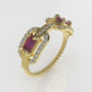 14K Ring with 37 DIAMONDS and 2 TOURMALINE, "FILIGREE", STT PRONG, Rope Style, Cut Chanel