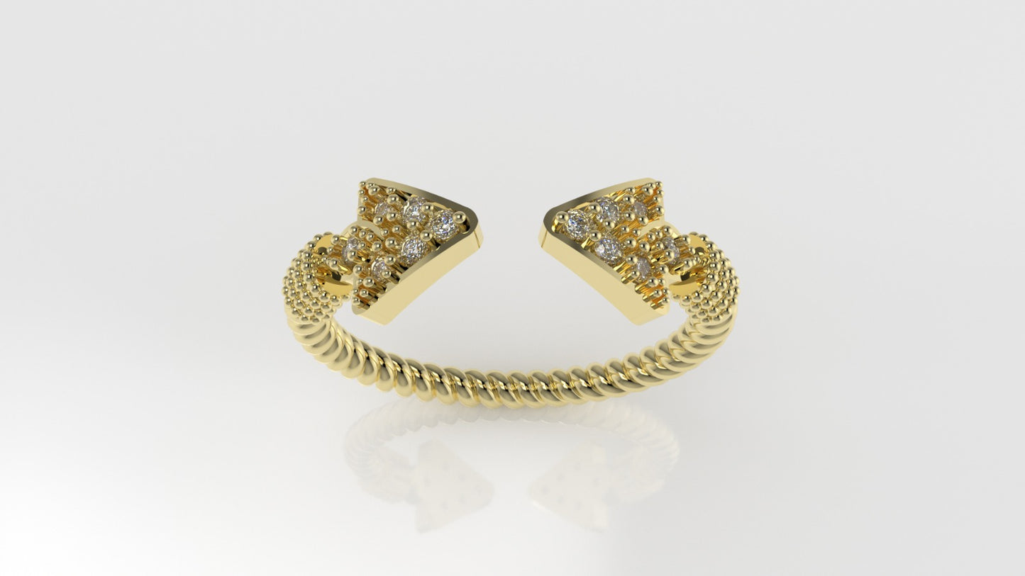 14K Gold Ring with 12 DIAMONDS 1.4mm, "FILIGREE", STT PRONG, Rope Style