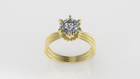 14K Gold Ring with 1 DIAMOND, STT PRONG, Band Style