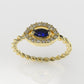 14K Ring with 1 SAPPHIRE and 16 DIAMONDS VS1, STT PRONG, Rope Style